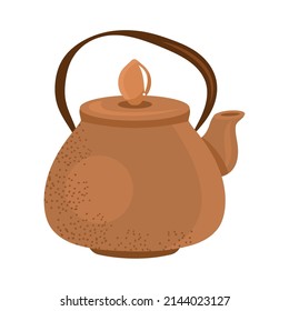 clay teapot utensil isolated icon