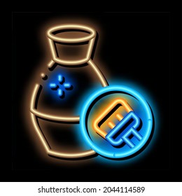 clay vase cleansing neon light sign vector. Glowing bright icon clay vase cleansing sign. transparent symbol illustration