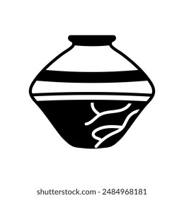Icono de glifo de jarrón de arcilla, Ilustración vectorial