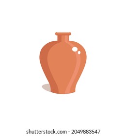 Clay vase on a white background. Vintage vintage jug in a flat style. Vector illustration.