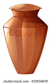Clay vase on white background illustration