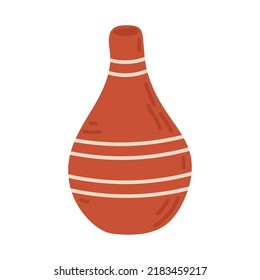Eine Lehmvase im Doodle-Stil. Gemütlicher Herbst. Flache Vektorgrafik