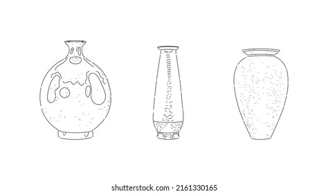 clay vase sketch  vector set 