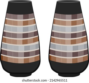 Clay vases, illustration, vector on a white background.