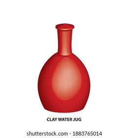 clay water jug 3D vintage vector clip art.eps