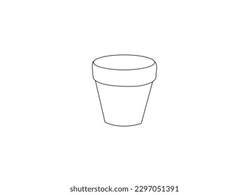 Clay water pot. Vector outline icon.