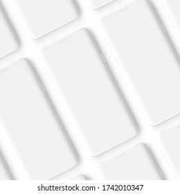 Clay wireframe mobile phones mockup to showcasing mobile web-site design. Vector illustration