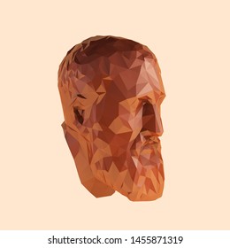 Clay Zeno, Founder of Stoicism on Isolated Background. Brown Shiny Low Poly Vector 3D Rendering