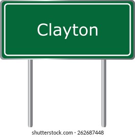 Clayton, Alabama, road sign green vector illustration, road table, USA city