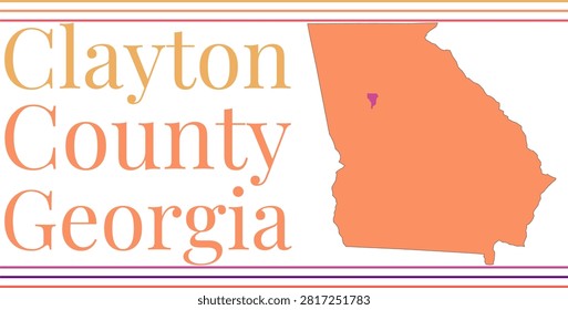 Clayton County Georgia Highlighted on State Map