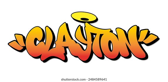 Nombre de Clayton en estilo graffiti. Ilustración vectorial.
