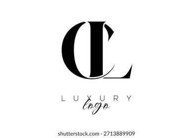 Logotipo de la tipografía del monograma de la letra de la serifa de CL, cl para la identidad elegante de la marca de Premium