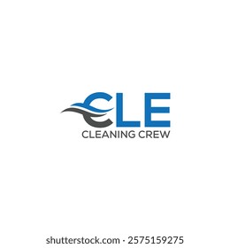 CLE lettering CLEANING CREW company logo vector illustration. C minimal icon design element.