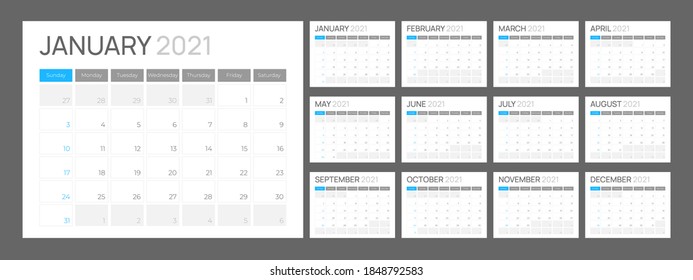 Clean 2021 Calendar Design Vector