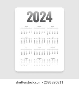 clean 2024 new year calendar layout for event planner vector