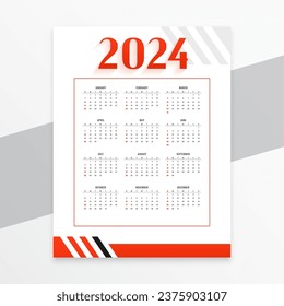 clean 2024 printable calendar layout schedule business event vector