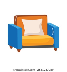 Un icono 2d limpio de sofá con cojines