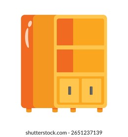 A clean 2d style icon of bookshelf furniture