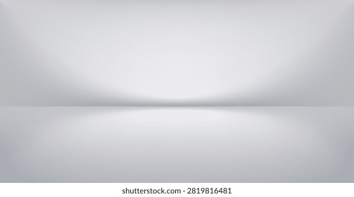 Clean 3d background render of minimalist room stage with soft lighting, subtle shadows, and smooth concrete texture creating professional presentation environment. Vector bg illustration