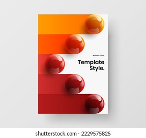 Limpiar el diseño del folleto de bolas 3D. Ilustración de diseño de vectores de panfleto Vivid.