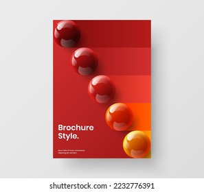 Clean 3D balls handbill concept. Premium company cover A4 design vector layout.
