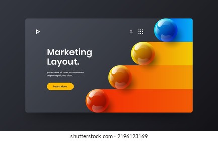 Clean 3D balls placard layout. Amazing company cover design vector concept.
