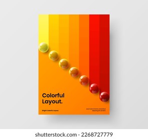 Clean 3D balls postcard illustration. Original company brochure A4 design vector concept.