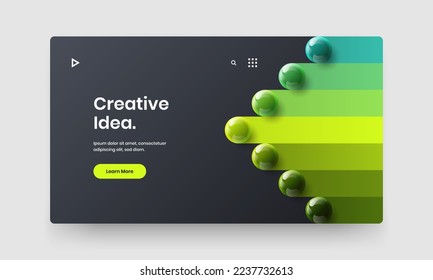 Clean 3D balls site screen concept. Colorful poster design vector illustration.