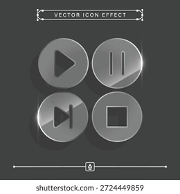 Limpar 3d vidro ícone de avanço rápido para player de música moderna e design de interface multimídia