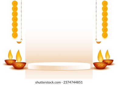clean 3d podium design on decorative background for diwali celebration 