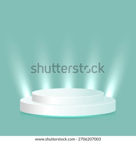 Clean 3D podium with soft spotlights on a turquoise background. Ideal for product presentation, cosmetics advertising, branding, display scenes and promotional design.