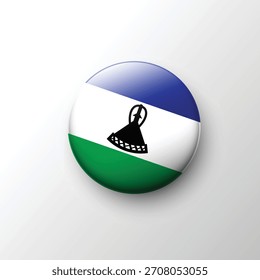 A clean 3D round emblem of the Lesotho flag showing its blue, white, and green bands and the central black Basotho hat symbol.