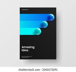 Clean 3D spheres banner layout. Original annual report vector design template.