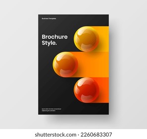 Clean 3D spheres banner template. Abstract pamphlet vector design layout.