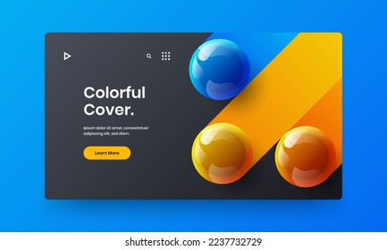 Clean 3D spheres book cover concept. Multicolored corporate identity design vector illustration.