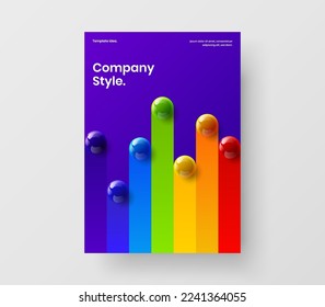 Limpiar plantilla de portada de libro de esferas 3D. Folleto simple ilustración de diseño vectorial A4.