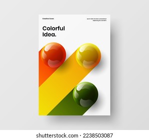 Clean 3D spheres booklet concept. Amazing cover design vector template.