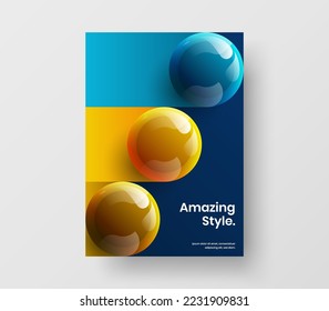 Clean 3D spheres company identity layout. Creative corporate cover vector design template.