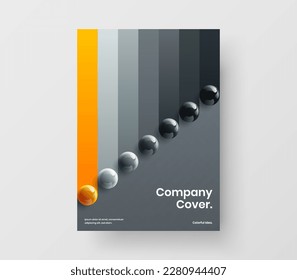 Clean 3D spheres flyer layout. Simple brochure vector design concept.