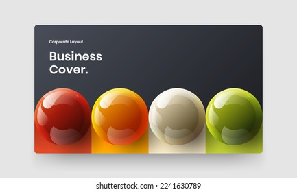 Clean 3D spheres postcard layout. Colorful cover vector design concept.
