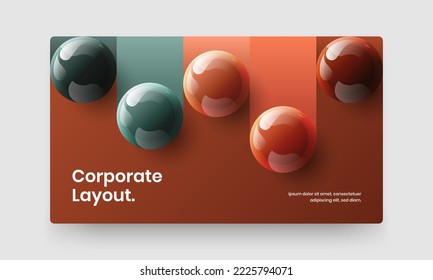 Clean 3D spheres poster layout. Premium website screen vector design concept.