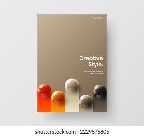 Concepto de presentación de esferas 3D limpias. Diseño vectorial de folleto brillante.