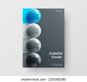 Clean 3D spheres presentation concept. Creative corporate cover design vector template.
