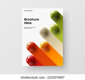 Clean 3D spheres presentation illustration. Creative poster vector design concept.