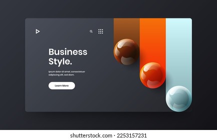 Clean 3D spheres presentation template. Vivid cover vector design illustration.