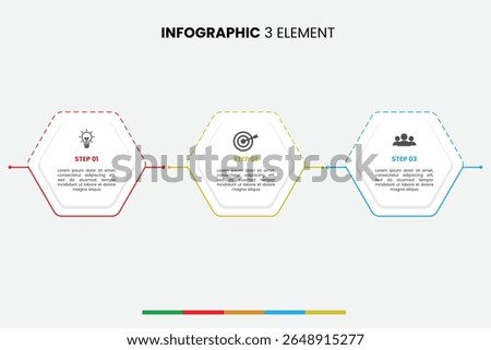 Clean 3-step infographic template. Perfect for presentations, business reports, or educational content. Easy to customize and scalable vector