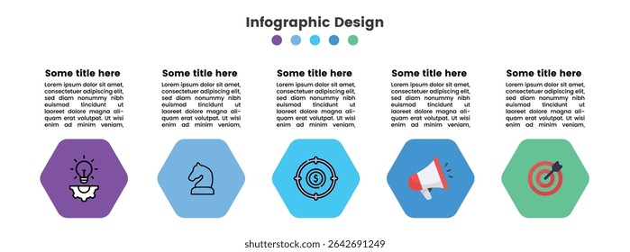  Limpar 5-Step Hexagon Infográfico com ícones para apresentação de negócios"