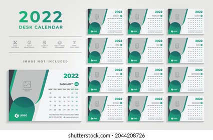 Clean Abstract 2022 Desk Calendar Design