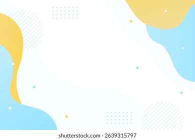 Clean abstract background with organic shapes and modern memphis elements in blue and yellow vector