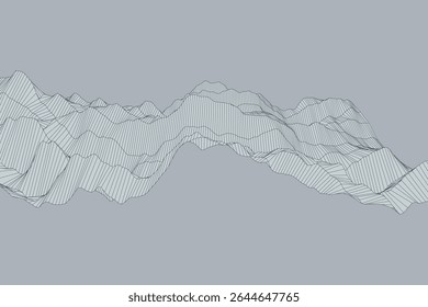 Fundo limpo e abstrato mostrando turbulência criada por linhas finas contínuas curvando em padrões rítmicos